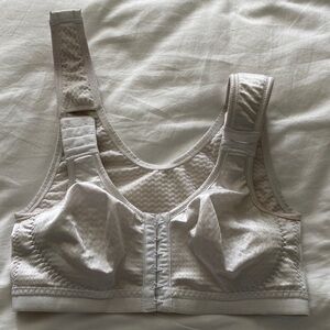 Women's White Front-Closure Compression Bra